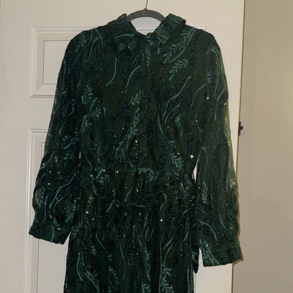 Ivy City Co Emerald Sequin Long Sleeve Dress